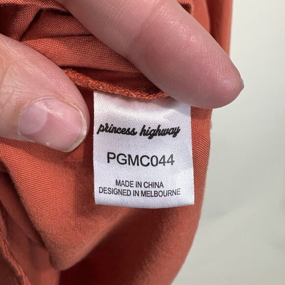 Modcloth Princess Highway Button Front Top Sz 20 Short Sleeve Rust Orange Retro - Picture 6 of 9
